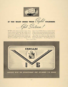 1938 Ad Cadillac V-16 Vintage Luxury Automobile Car - ORIGINAL ADVERTISING FT7