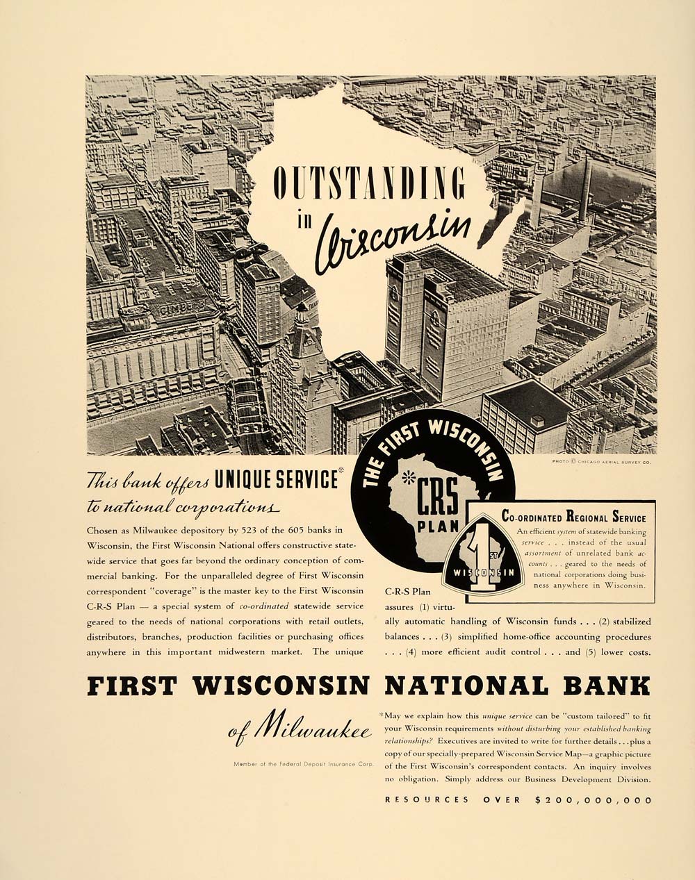 1938 Ad First Wisconsin National Bank of Milwaukee City - ORIGINAL FT7