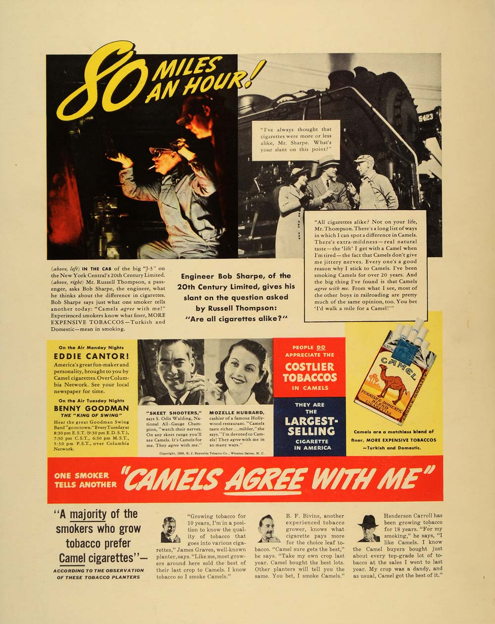 1938 Ad Camel Cigarette 20th Century Limited Bob Sharpe - ORIGINAL FT7