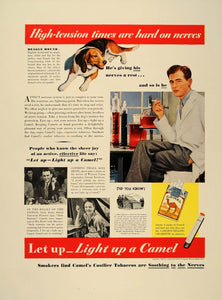 1938 Ad Camel Cigarettes Beagle Hound Dog Leila Denis - ORIGINAL ADVERTISING FT7