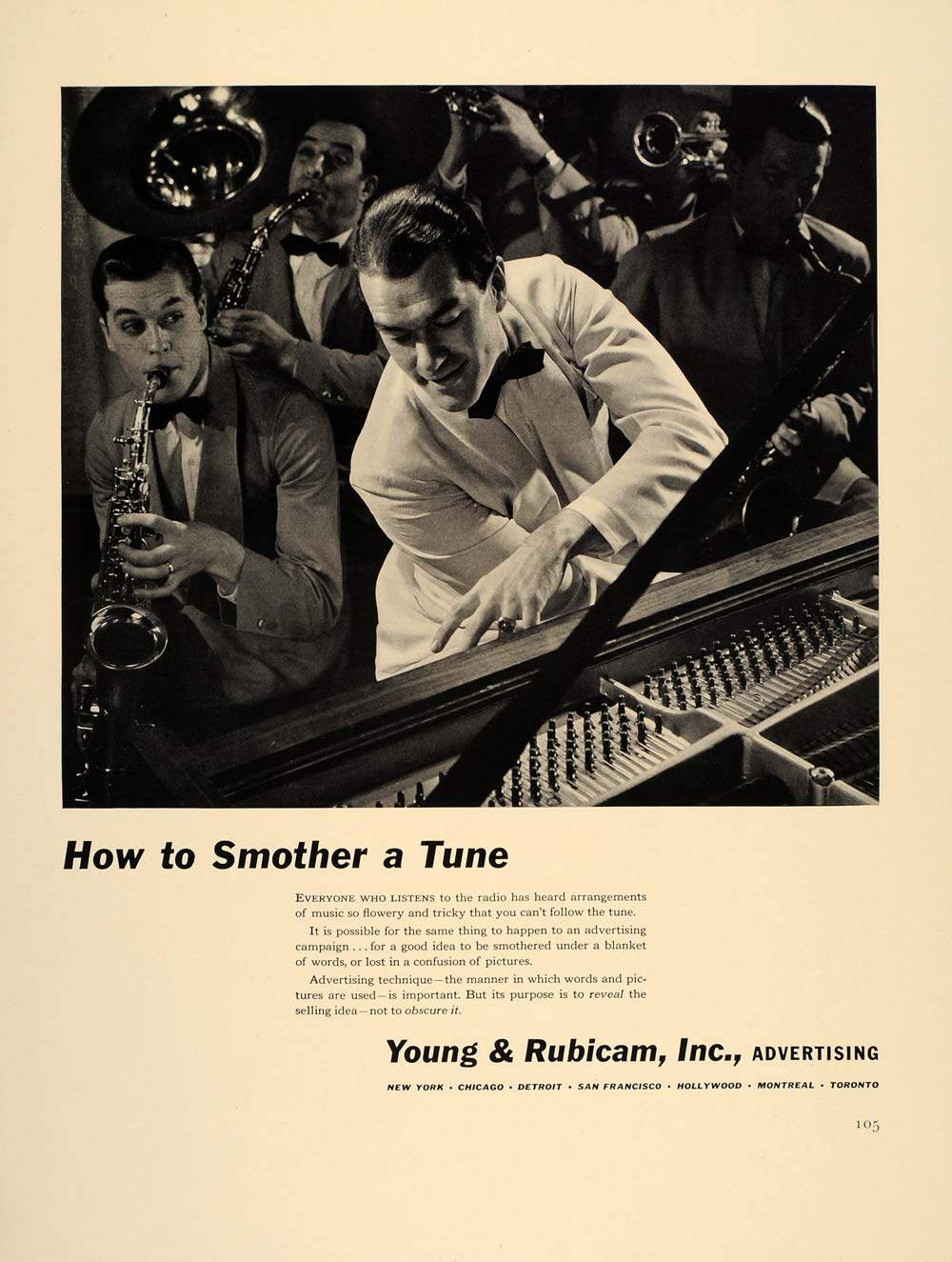 1941 Ad Young & Rubicam Advertising Band Sax Piano Tune - ORIGINAL FT8