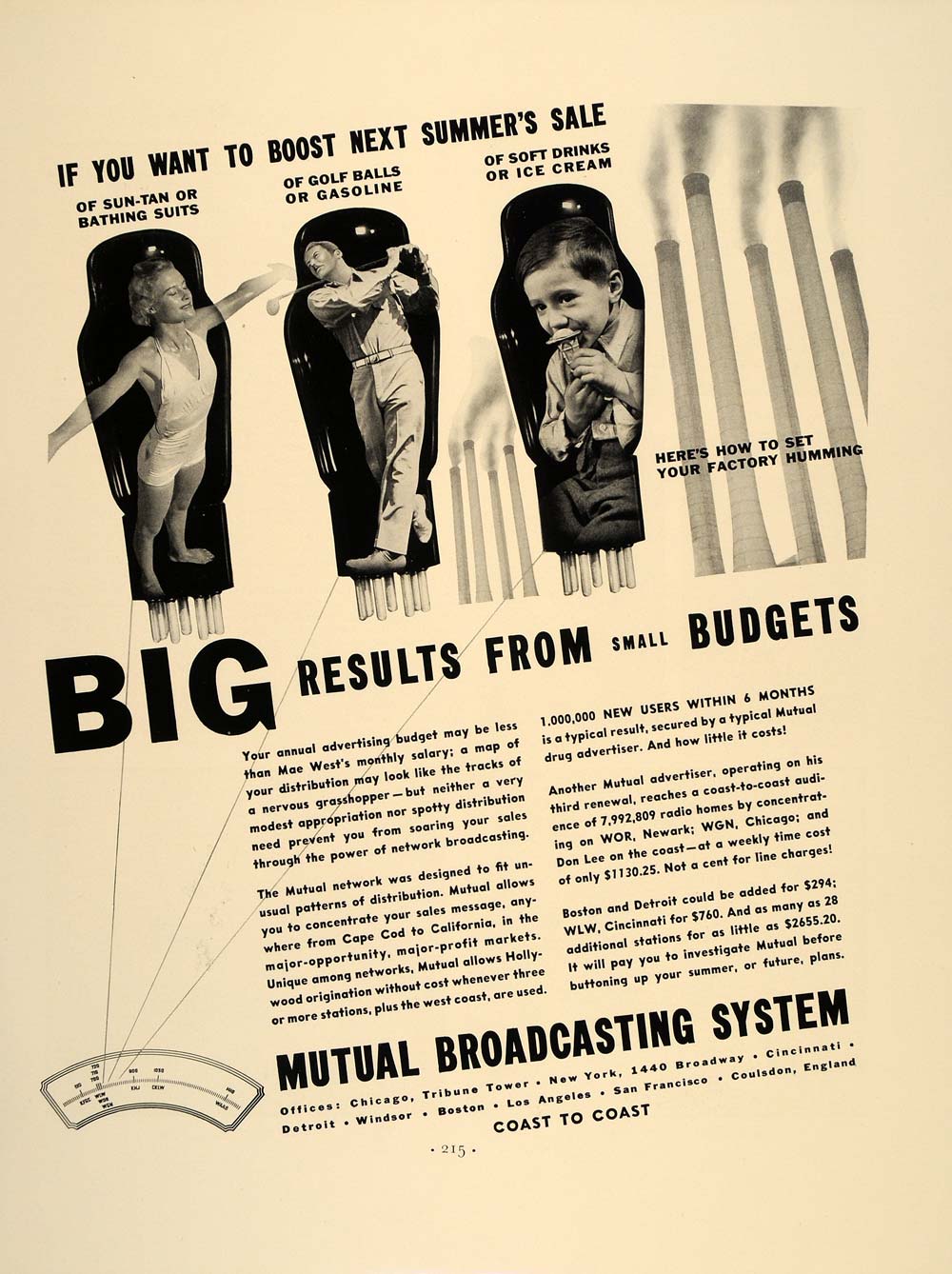 1937 Ad Mutual Broadcasting System Advertising Radio - ORIGINAL ADVERTISING FT8