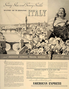 1937 Ad American Express Travel Service Italy Spring - ORIGINAL ADVERTISING FT8