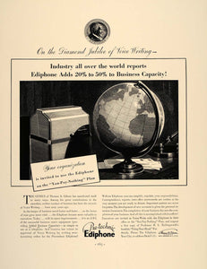 1937 Ad Pro-Technic Ediphone Dictaphone Irwin Smith - ORIGINAL ADVERTISING FT8 - Period Paper
