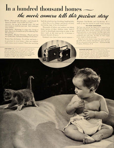 1937 Ad Cine Kodak "K" Home Movie Camera Baby Kitten - ORIGINAL ADVERTISING FT8