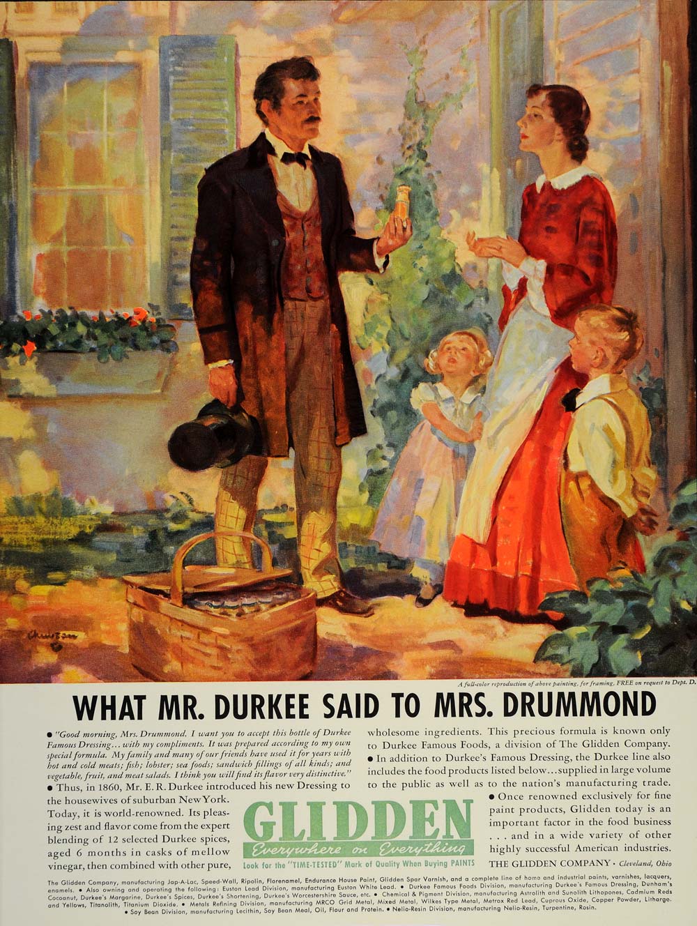 1937 Ad Glidden Company Durkee Famous Dressing Foods - ORIGINAL ADVERTISING FT8