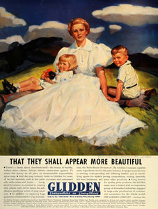 1937 Ad Glidden Nelio-Resin Division Mother Children - ORIGINAL ADVERTISING FT8