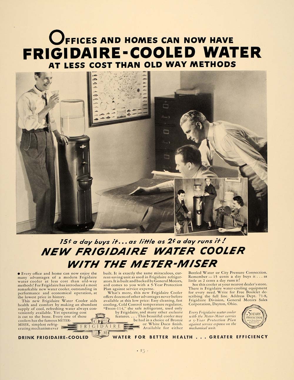 1937 Ad Frigidaire Water Cooler Office Home Dayton Ohio - ORIGINAL FT8