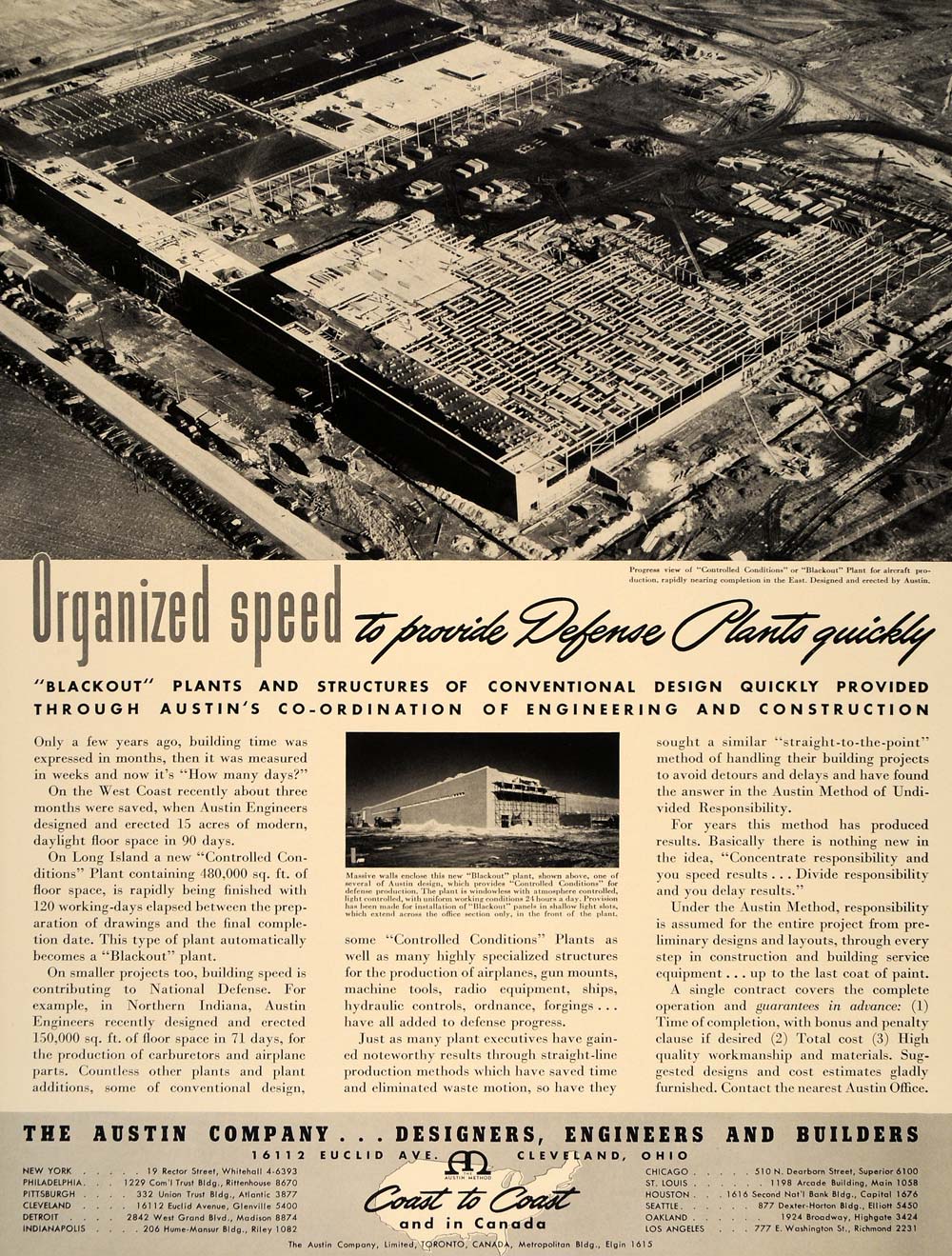 1941 Ad Austin Company Aerial View Blackout Plant WWII - ORIGINAL FT8