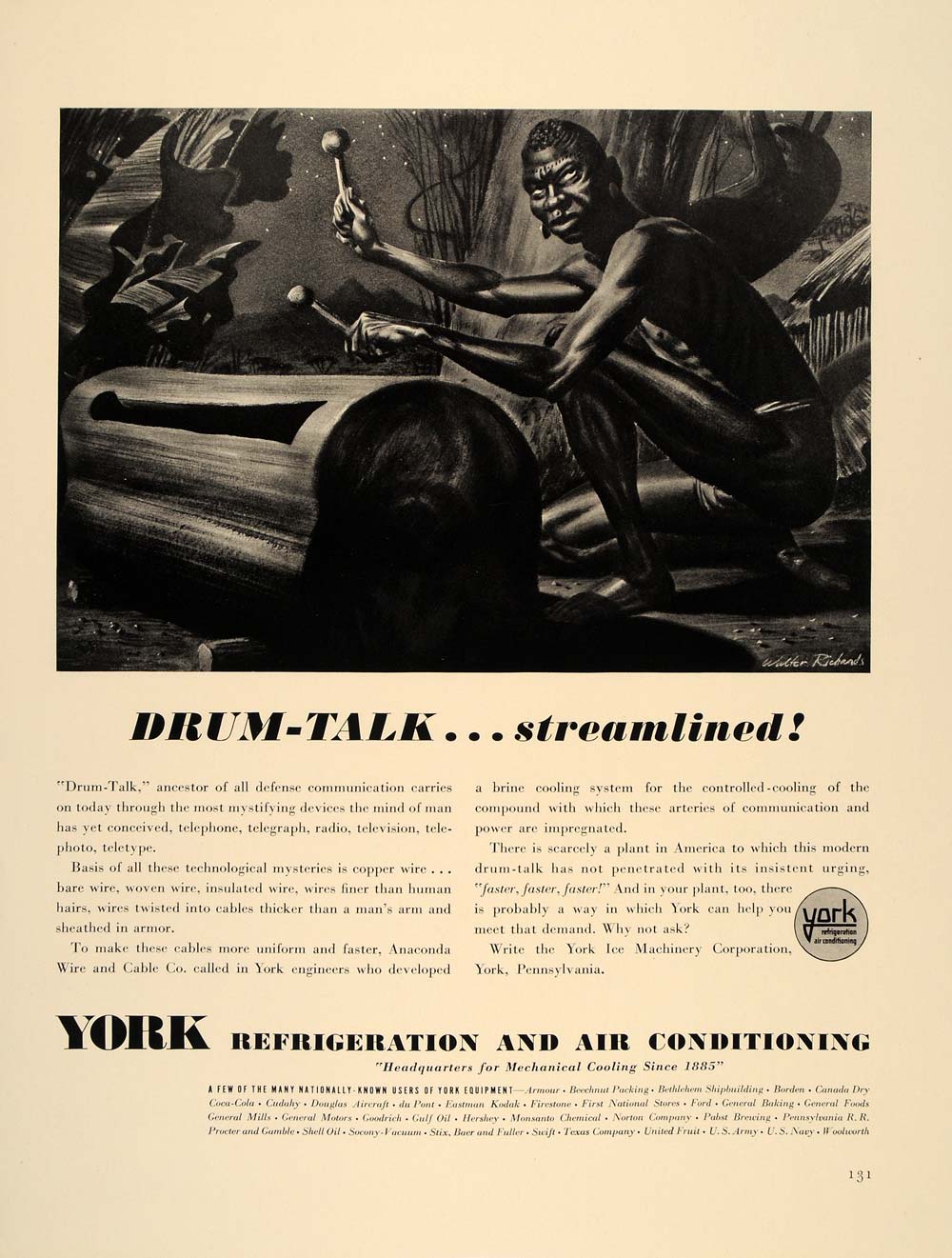 1941 Ad York Air Conditioning Walter Richards Drum Talk - ORIGINAL FT8