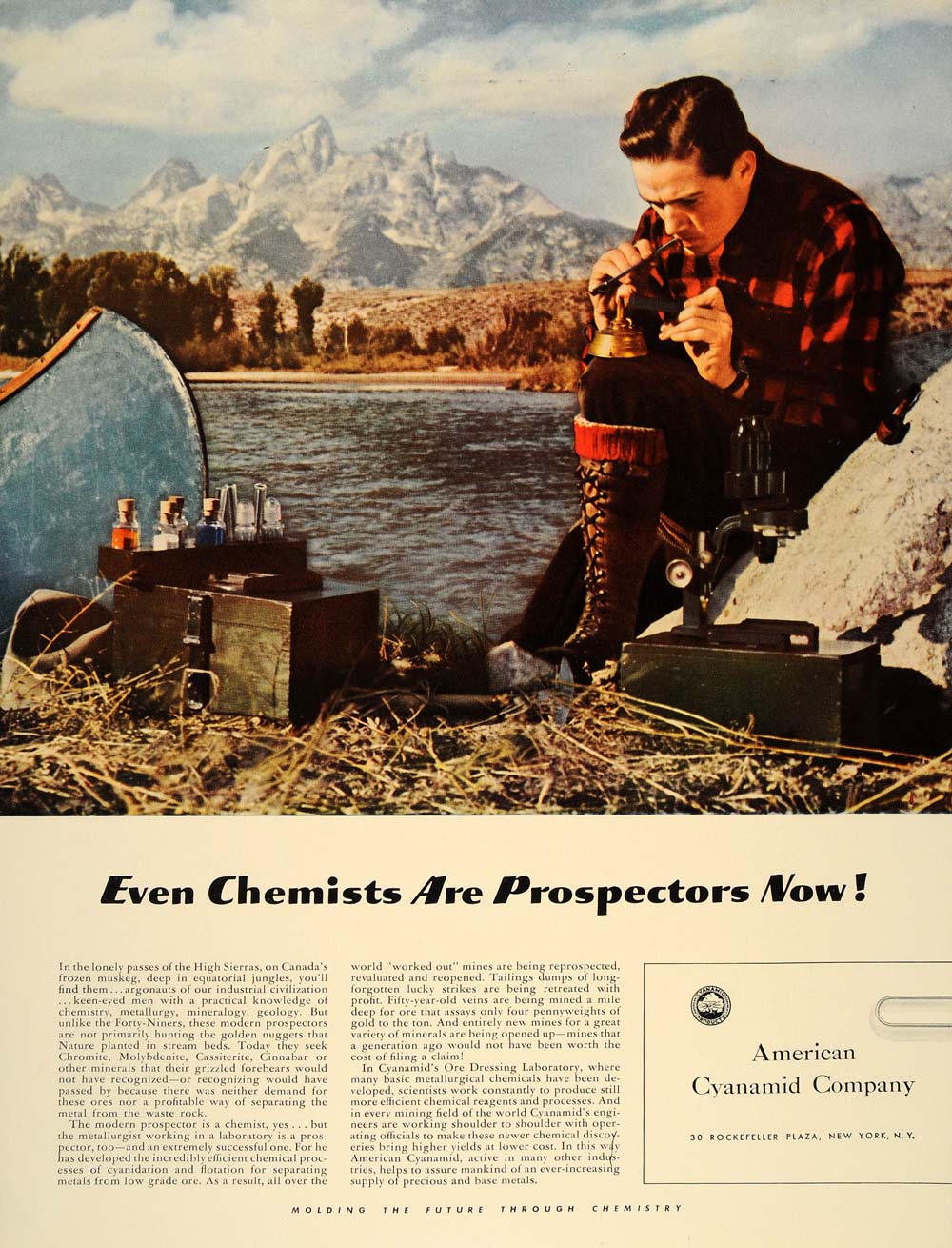 1941 Ad American Cyanamid Company Chemist Prospector - ORIGINAL ADVERTISING FT8