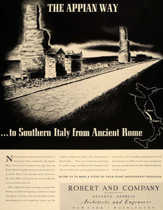 1941 Ad Robert and Company Roman Road Appian Way Italy - ORIGINAL FT8