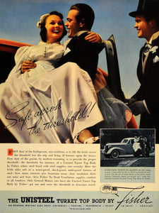 1937 Ad Fisher Unisteel Turret Top Car Body Bride Groom - ORIGINAL FT8
