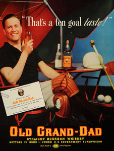 1937 Ad Old Grand-Dad Bourbon Whiskey Polo Player Ball - ORIGINAL FT8