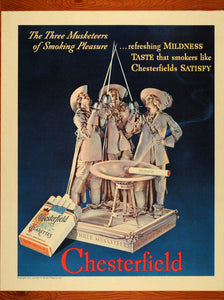 1937 Ad Chesterfield Cigarettes Three Musketeers Swords - ORIGINAL FT8