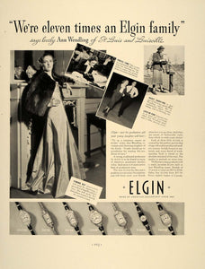 1937 Ad Elgin Watches Wristwatch Ladies Ann Wendling - ORIGINAL ADVERTISING FT8