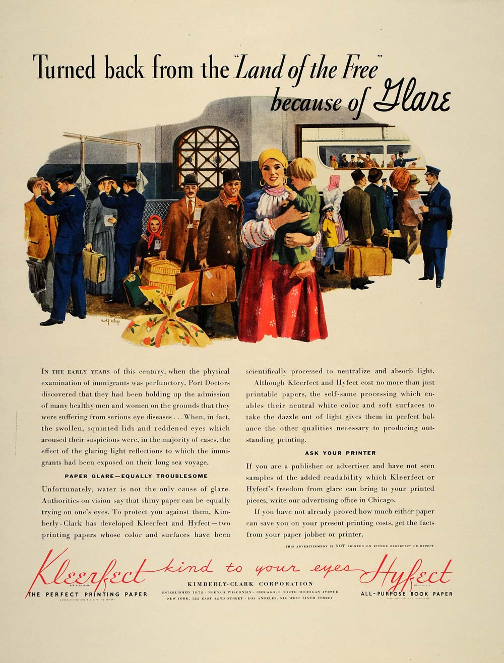 1937 Ad Kimberly Clark Paper Immigrants Rolf Klep - ORIGINAL ADVERTISING FT8