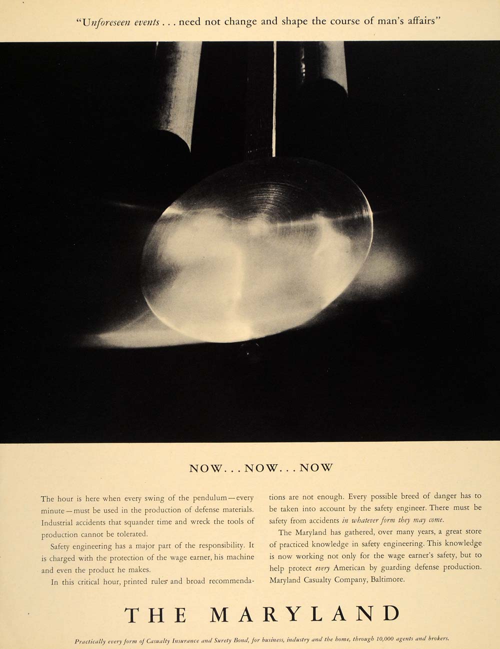 1941 Ad Maryland Casualty Company Baltimore Pendulum - ORIGINAL ADVERTISING FT8