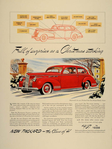 1941 Ad Red Packard One-Ten Deluxe Family Sedan Car - ORIGINAL