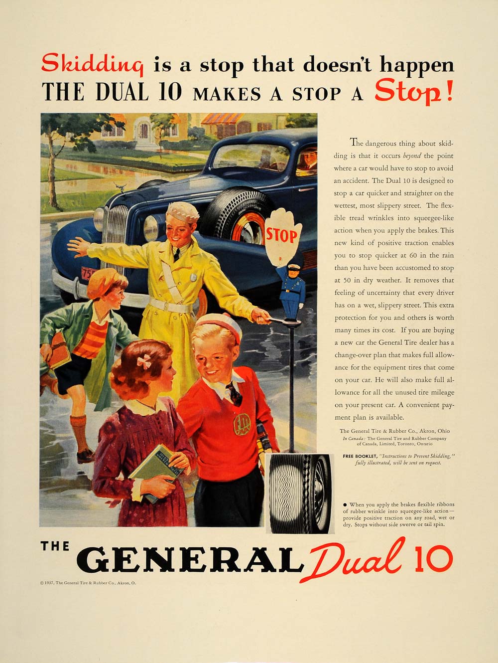 1937 Ad General Dual 10 Tires School Crossing Guard - ORIGINAL ADVERTISING FT8