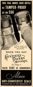1936 Ad Kentucky Tavern Whiskey Tamper Proof Bottle Art - ORIGINAL FT9