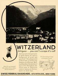 1936 Ad Federal Railroads Switzerland European Travel - ORIGINAL ADVERTISING FT9