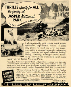 1936 Ad Jasper National Park Canadian Railways Rockies - ORIGINAL FT9