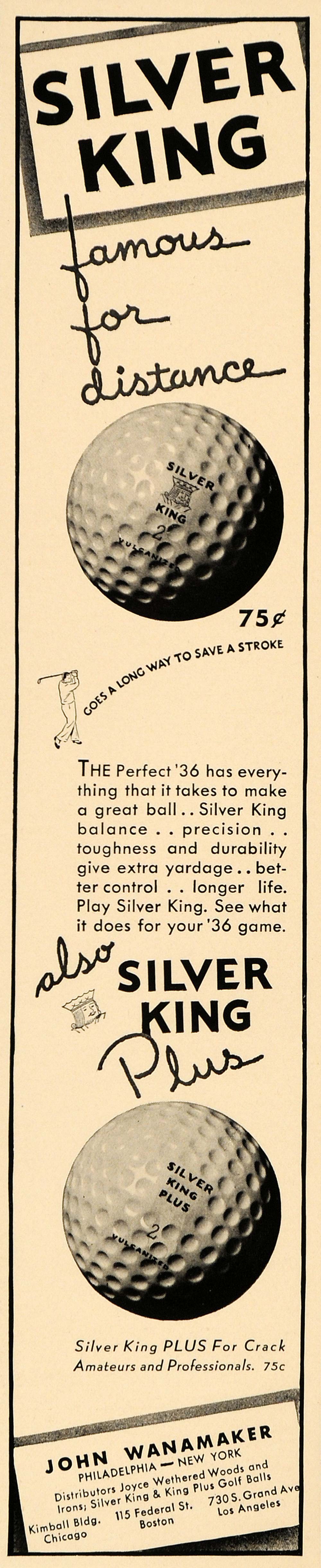 1936 Ad Silver King Plus Golf Ball John Wanamaker Sport - ORIGINAL FT9
