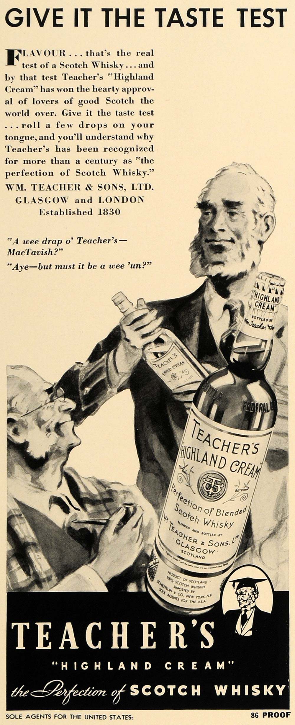1936 Ad Teacher's Highland Cream Scotch Whisky Alcohol - ORIGINAL FT9