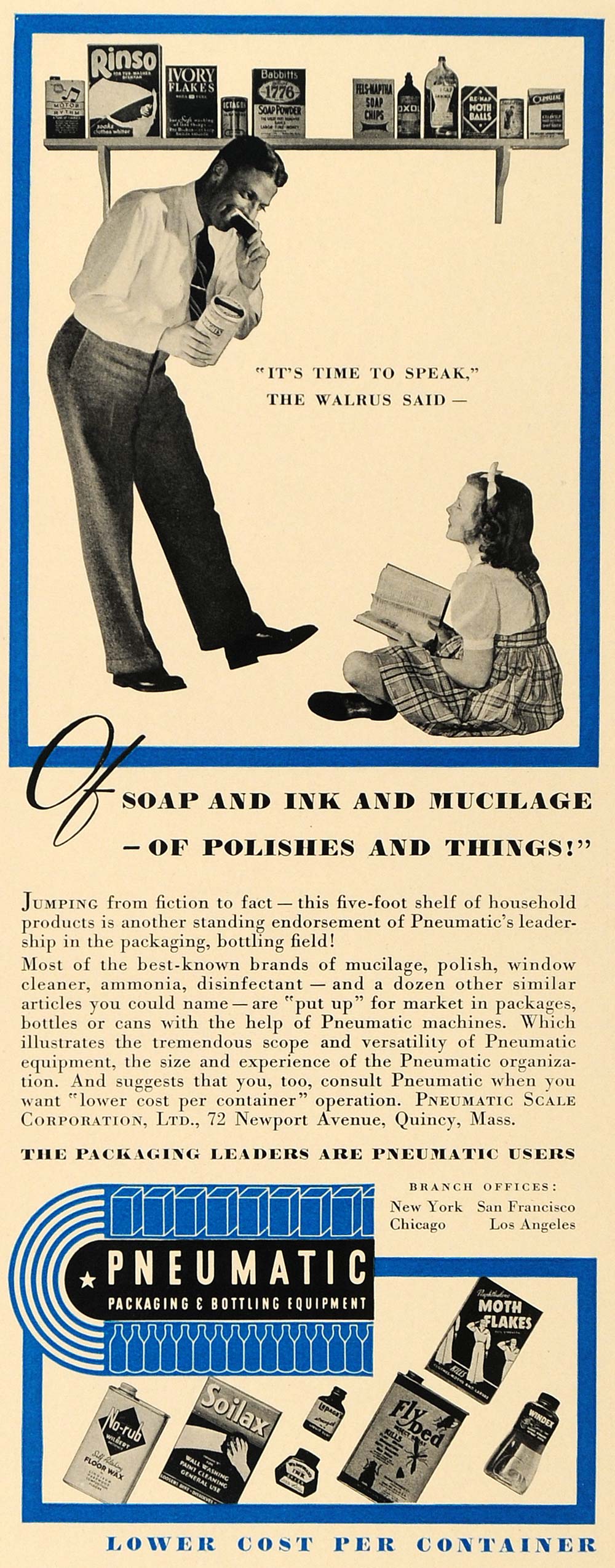 1940 Ad Pneumatic Packaging Bottling Container Walrus - ORIGINAL ADVERTISING FT9