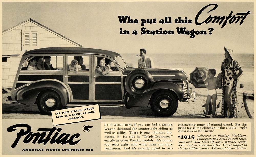 1940 Ad Pontiac Station Wagon General Motors Car Auto - ORIGINAL ADVERTISING FT9