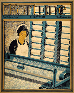 1935 July Fortune Cover Roger Duvoisin Loom Woman Weave - ORIGINAL FTC1