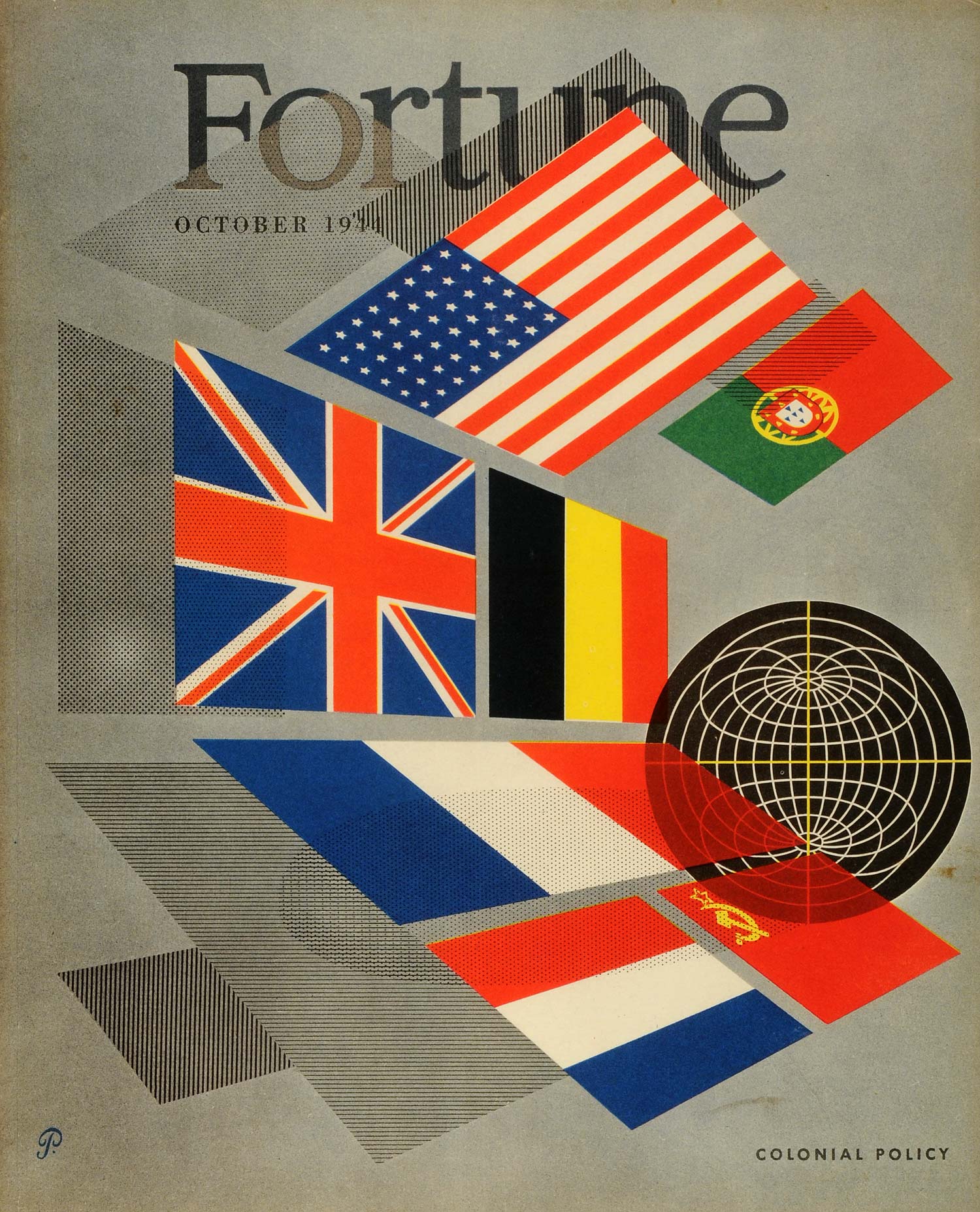 1944 Cover Fortune Piening Flags USA UK USSR France Belgium Netherlands FTC1
