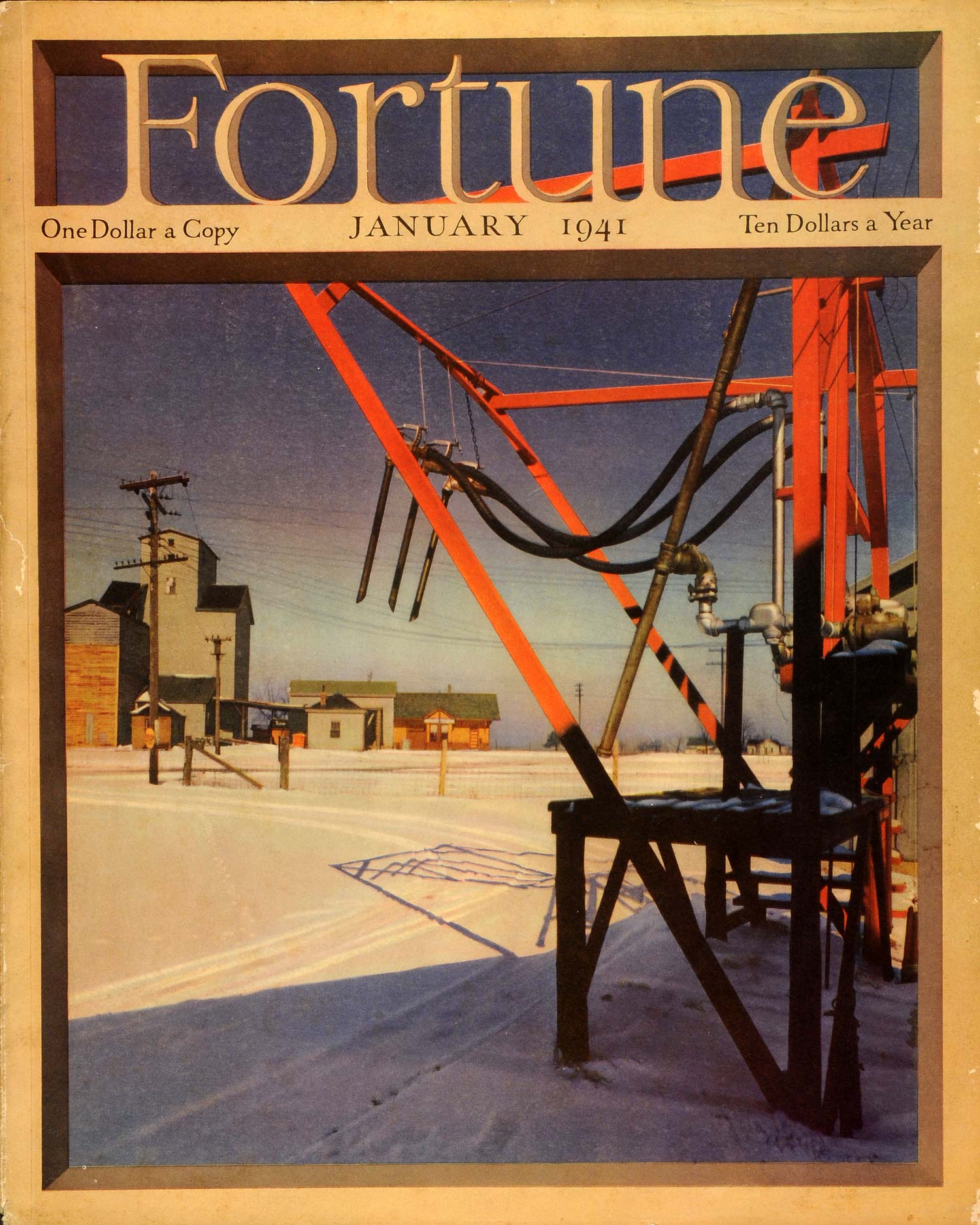 1941 Cover Fortune Magazine January Otto Hagel Winter Snow Rural Grain FTC1