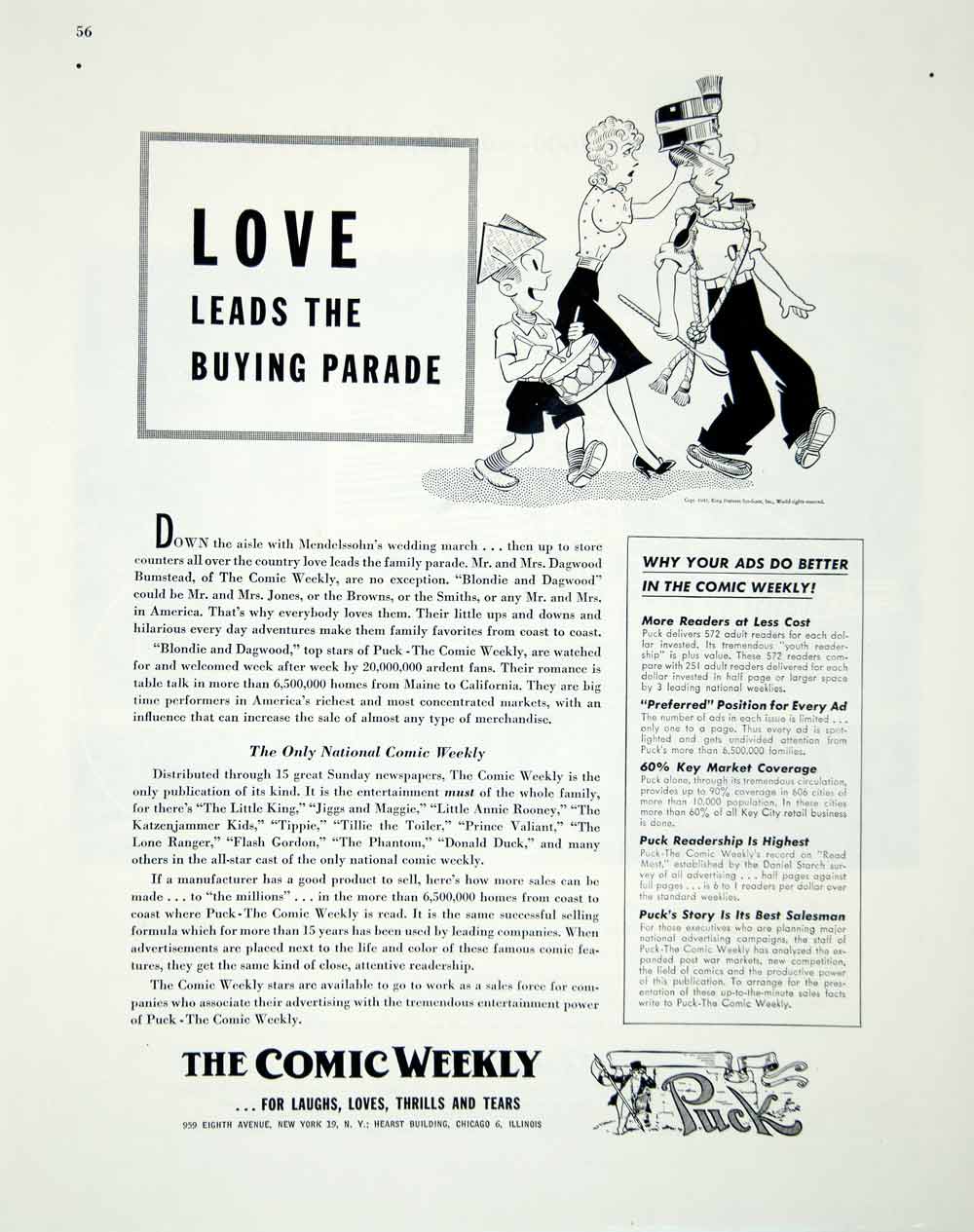 1946 Ad Comic Weekly Puck Chicago Illinois Funny Humorous National FTM1