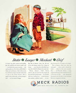 1946 Ad Meck Radios Plymouth Indiana Child SChool Mother Doctor Lawyer FTM1