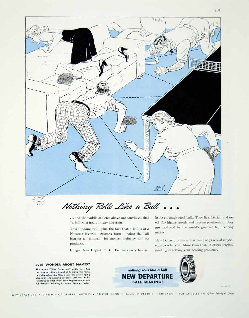 1946 Ad Departure Ball Bearings General Motors Detroit Table Tennis Ping FTM1