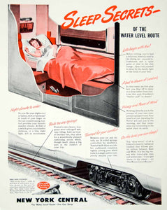 1946 Ad New York Central System Sleep Bed Travel Train Railway Car Woman FTM1