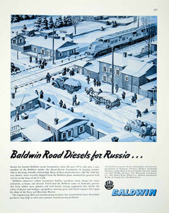1946 Ad Baldwin Group Cityscape Street Scene Railway Train Philadelphia FTM1