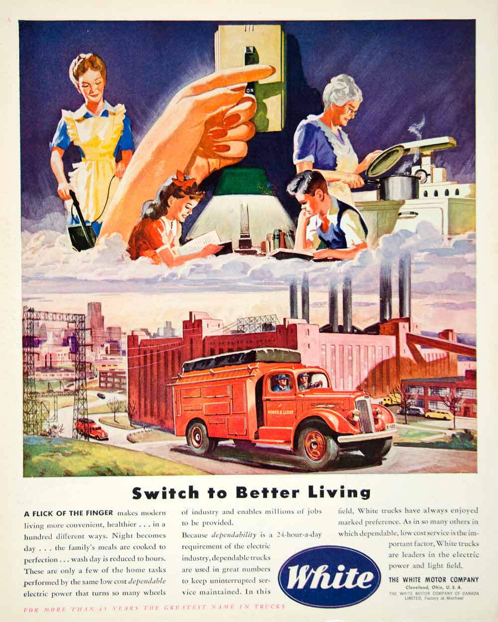 1946 Ad White Motor Company Truck Transportation Travel Cityscape Kitchen FTM1