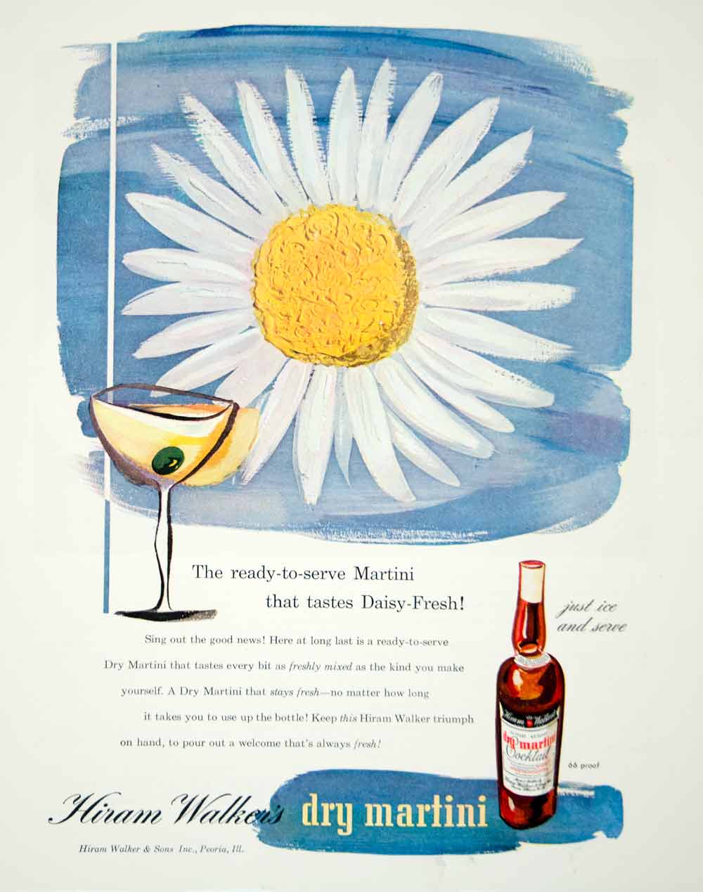 1946 Ad Hiram Dry Martini Cocktail Alcohol Daisy Drink Beverage Flower FTM1