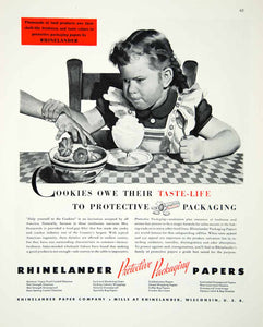 1946 Ad Rhinelander Protective Packaging Papers Child Eat Food Wisconsin FTM1