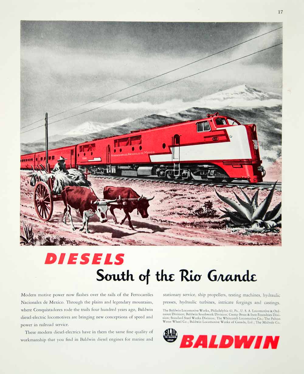 1946 Ad Baldwin Locomotive Works Train Transportation Travel Diesel Cattle FTM1