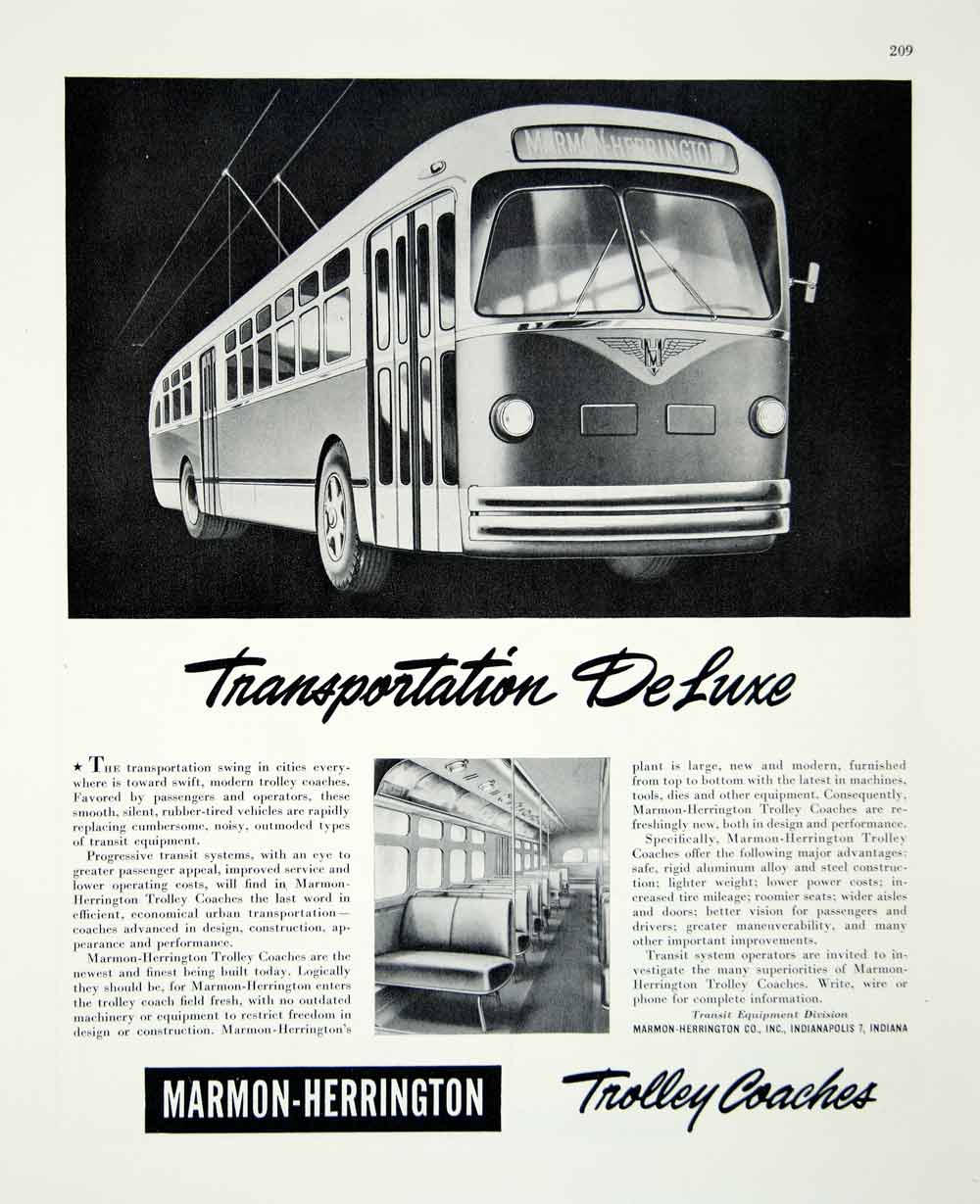 1946 Ad Marmon Herrington Trolley Coaches Bus Travel Transportation Seat FTM1