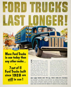1946 Ad Ford Trucks Haul Vehicle Drive Work Typography Job Site Men FTM1