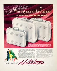 1946 Ad Halliburton Travel Cases Suitcase Luggage Christmas Santa Tree FTM1