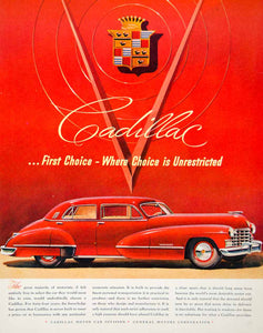1946 Ad Cadillac Car Vehicle Drive Automobile Red General Motors Automotive FTM1