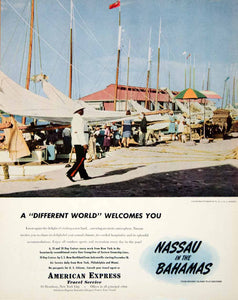 1946 Ad American Express Bank Nassau Bahamas Cityscape Travel Vacation FTM1