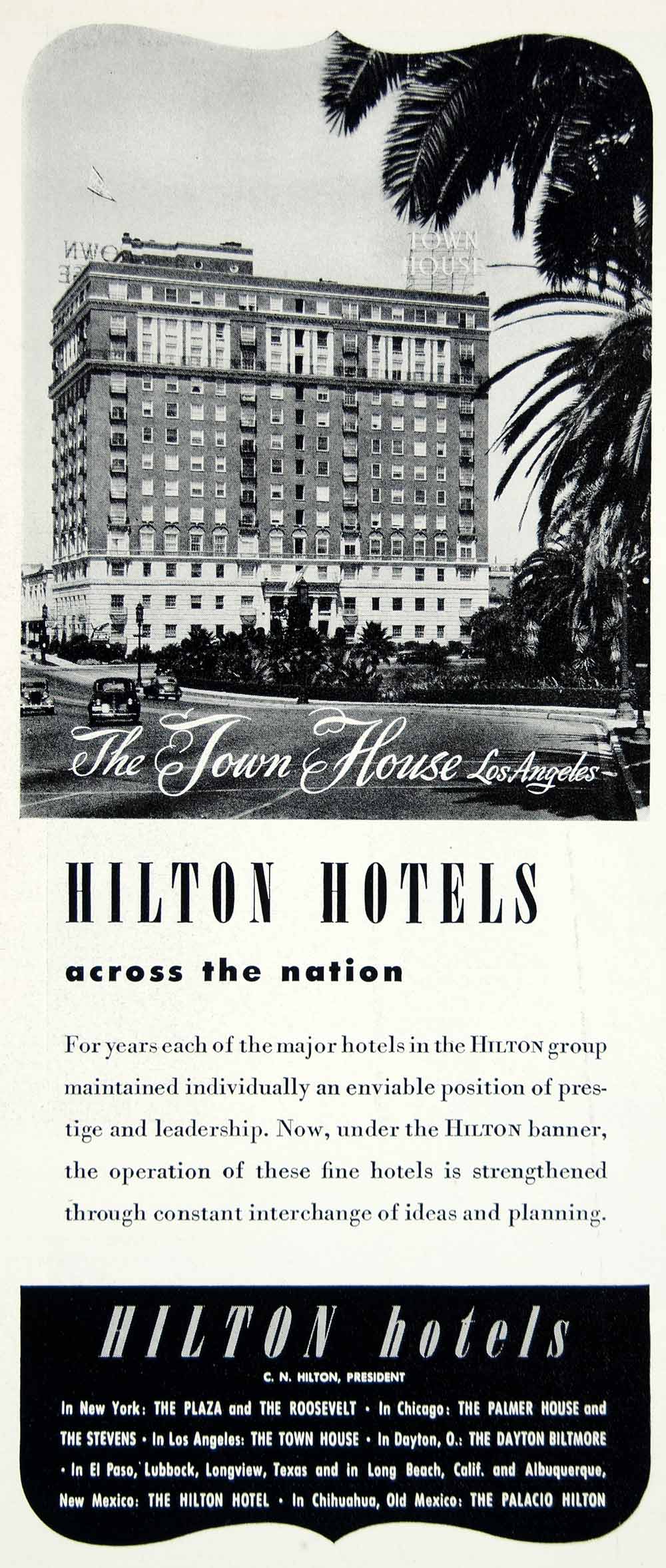 1946 Ad Hilton Hotel Los Angeles Architecture Building Town House Cityscape FTM1