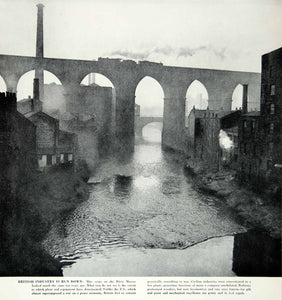1946 Print Scenery River Mersey Britain Bridge Cityscape Railway Train FTM1